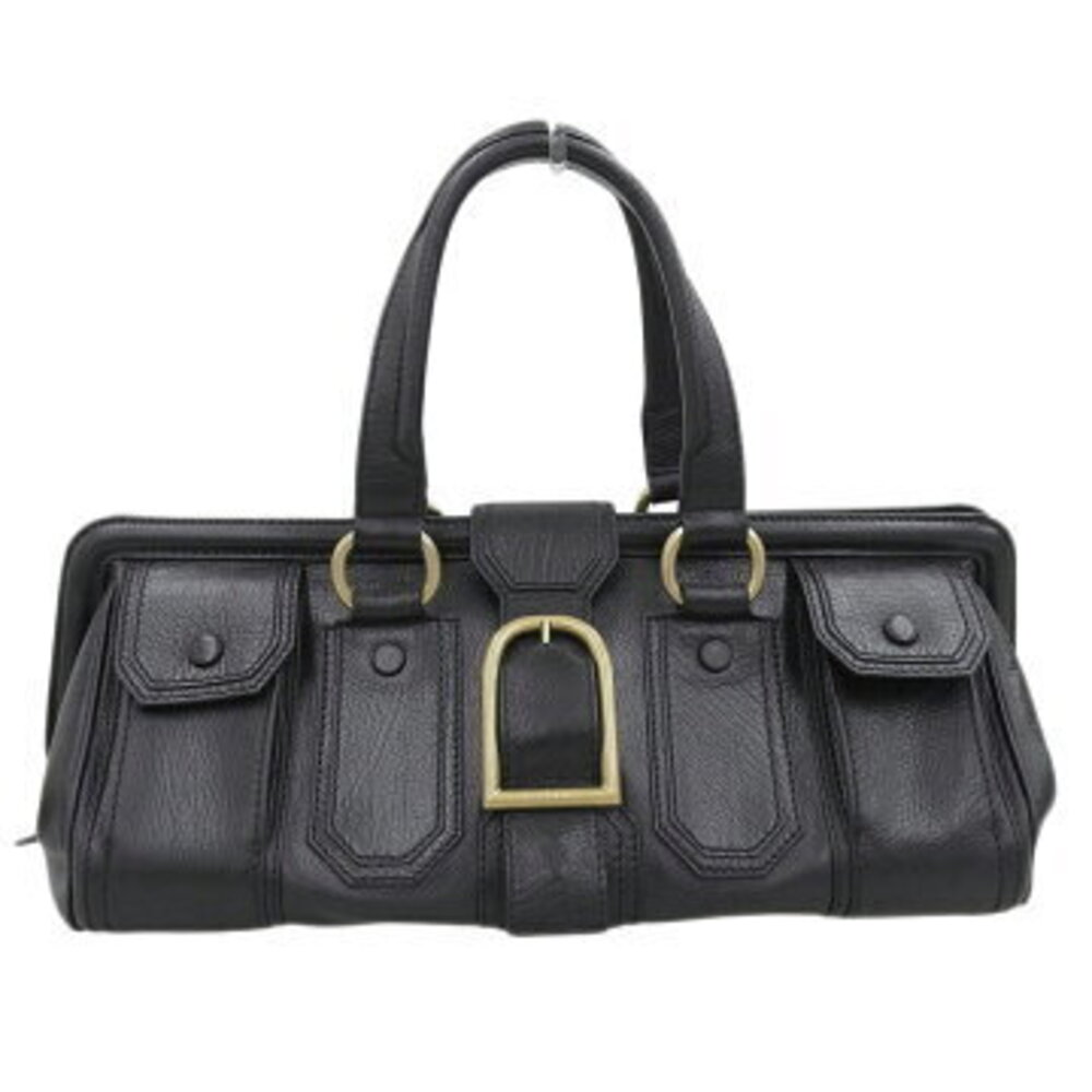 Celine Doctors Bag Handbag Black Leather Rectangle